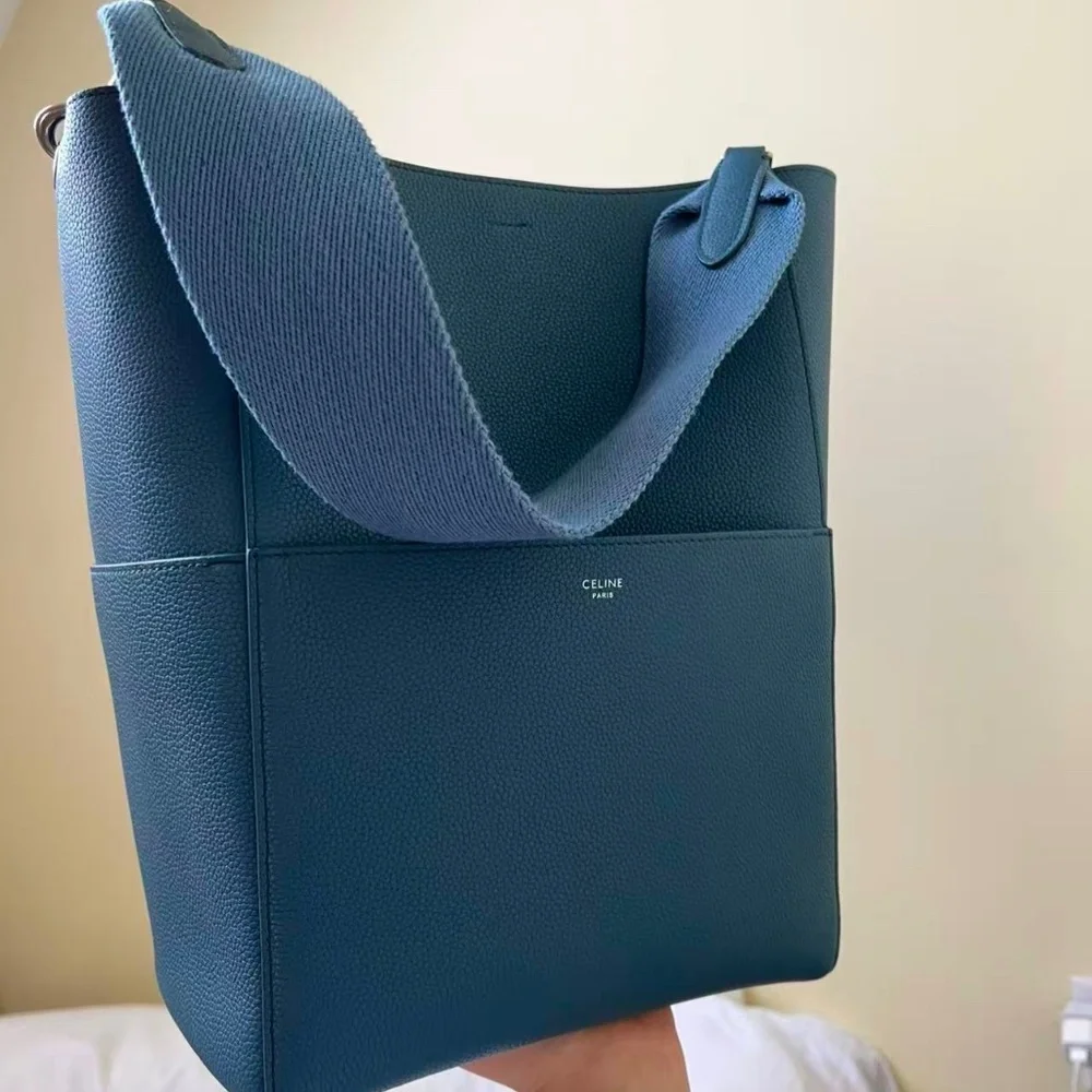 CELINE  Soft Grained Calfskin Sangle Bucket Bag - Picture 4 of 11